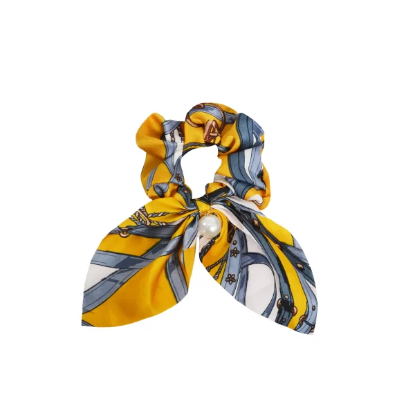 Σατέν scrunchie με equestrian σχέδιο και πέρλα