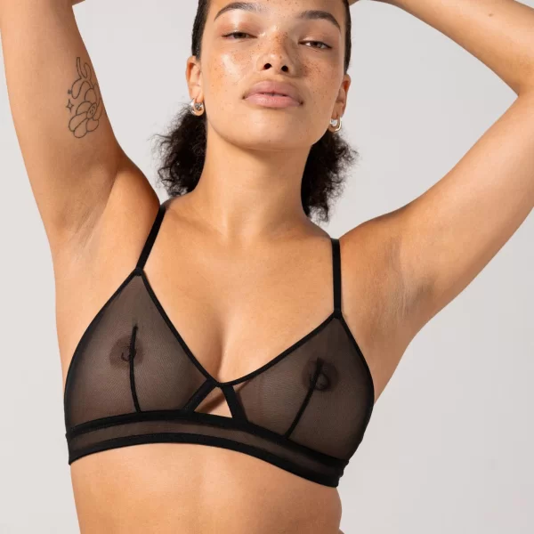 Σουτιέν Cut-Out Triangle Διχτυωτό Μαύρο