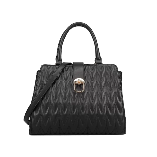 Μαύρη καπιτονέ τσάντα χειρός