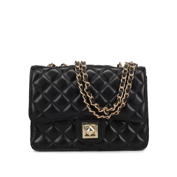 Μαύρη καπιτονέ τσάντα ώμου