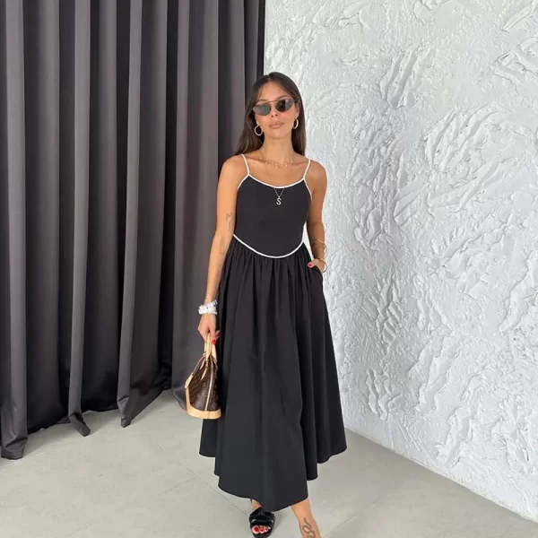 SOU AIGLI γυναικεία Μιντί φόρεμα μαύρο σε Α γραμμή