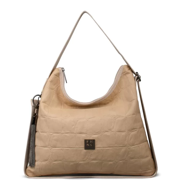 Frnc FRNC ΓΥΝΑΙΚΕΙΑ ΤΣΑΝΤΑ ECO NUBUCK CROCO ΕΛΛΗΝΙΚΗ 6141 ΜΠΕΖ
