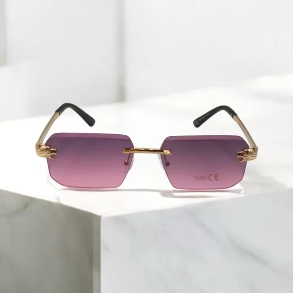 YIMEI ΓΥΑΛΙΑ ΗΛΙΟΥ ΣΤΥΛ SQUARE ROSE GOLD ΜΕ ΗΜΙΔΙΑΦΑΝΟ ΜΩΒ DEGRADE ΦΑΚΟ