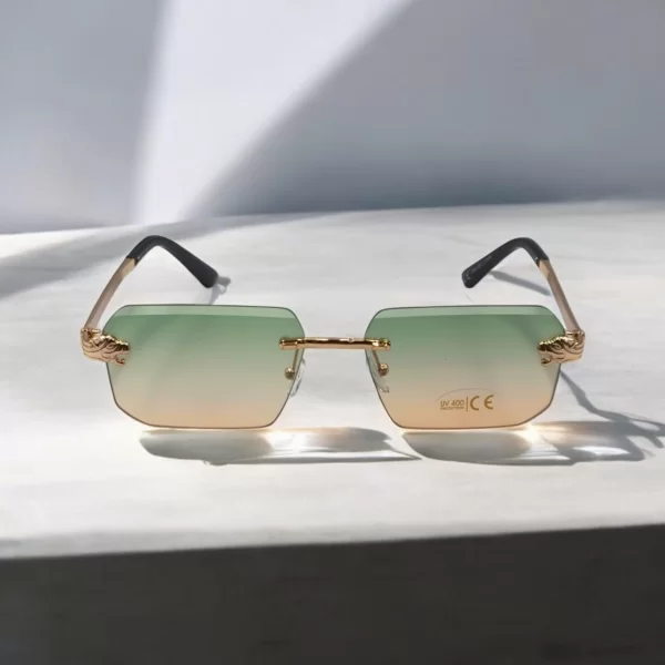 YIMEI ΓΥΑΛΙΑ ΗΛΙΟΥ ΣΤΥΛ SQUARE ROSE GOLD ΜΕ ΗΜΙΔΙΑΦΑΝΟ ΠΡΑΣΙΝΟ ΠΟΡΤΟΚΑΛΙ ΦΑΚΟ