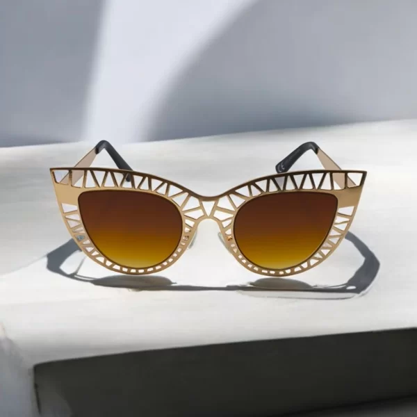 DASOON VISION ΓΥΑΛΙΑ ΗΛΙΟΥ ΣΤΥΛ CAT EYE ΧΡΥΣΟ ΜΕ ΔΙΑΤΡΗΤΟ ΣΚΕΛΕΤΟ ΚΑΙ ΚΑΦΕ DEGRADE ΦΑΚΟ