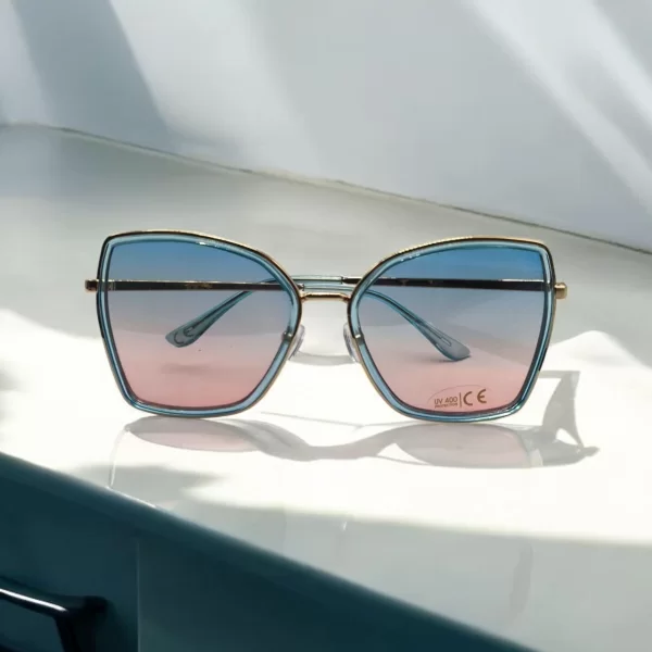 DASOON VISION ΓΥΑΛΙΑ ΗΛΙΟΥ ΣΤΥΛ RECTANGULAR ΧΡΥΣΟ ΚΑΙ ΓΑΛΑΖΙΟ ΡΟΖ ΗΜΙΔΙΑΦΑΝΟ ΦΑΚΟ