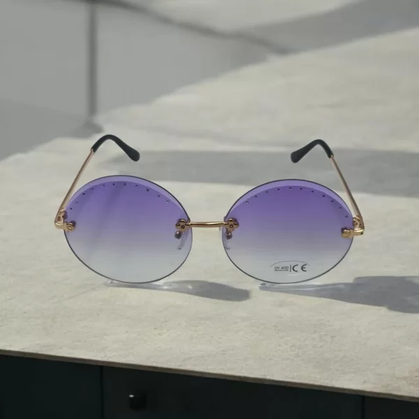 DASOON VISION ΓΥΑΛΙΑ ΗΛΙΟΥ ΣΤΥΛ CIRCULAR ΧΡΥΣΟ ΚΑΙ ΜΩΒ ΦΑΚΟ ΜΕ ΣΤΡΑΣ