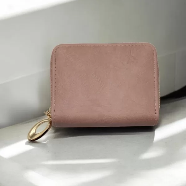 ANGEL COLLECTION ΓΥΝΑΙΚΕΙΟ ΠΟΡΤΟΦΟΛΙ ΡΟΖ ΜΕ ΧΡΥΣΟ ΦΕΡΜΟΥΑΡ ΑΠΌ ΤΕΧΝΟΔΕΡΜΑ