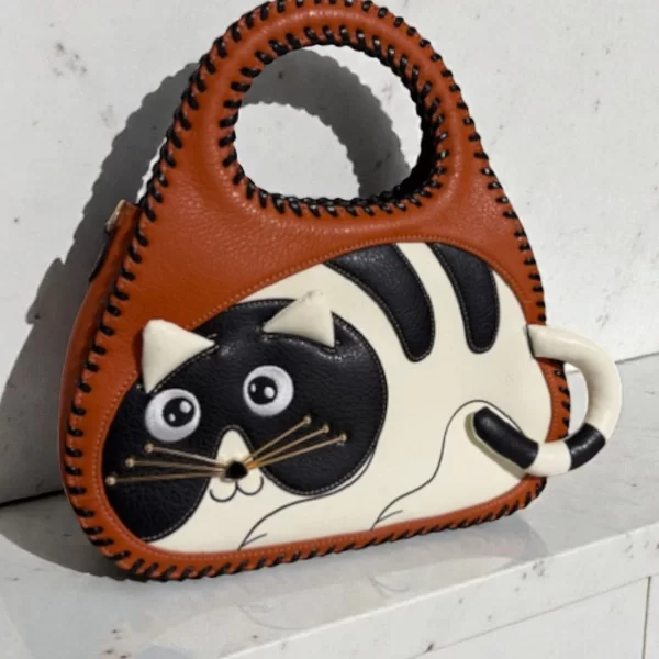 ANGELO ΓΥΝΑΙΚΕΙΑ ΤΣΑΝΤΑ ΧΕΙΡΟΣ ΠΟΡΤΟΚΑΛΙ ΜΕ ΣΧΕΔΙΟ ΓΑΤΑΣ