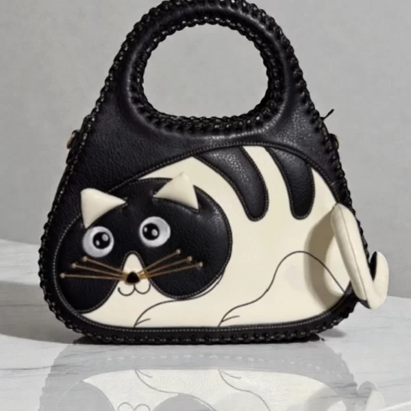 ANGELO ΓΥΝΑΙΚΕΙΑ ΤΣΑΝΤΑ ΧΕΙΡΟΣ ΜΑΥΡΗ ΜΕ ΣΧΕΔΙΟ ΓΑΤΑΣ