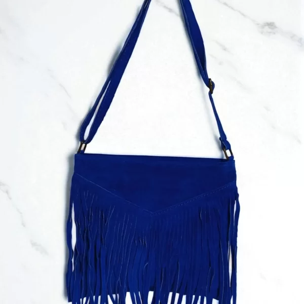 VERA PELLE ΤΣΑΝΤΑ ΩΜΟΥ ΔΕΡΜΑΤΙΝΗ ΜΠΛΕ ΜΕ ΚΡΟΣΙΑ KALYMNOS