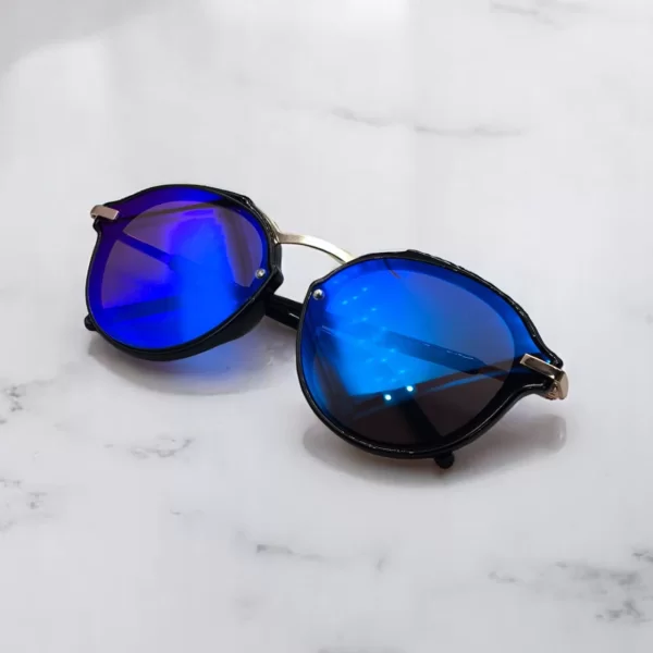 DASOON VISION ΓΥΑΛΙΑ ΗΛΙΟΥ CLUBMASTER STYLE ΧΡΥΣΟ ΜΕ ΚΑΘΡΕΠΤΗ ΜΠΛΕ ΜΩΒ ΦΑΚΟ