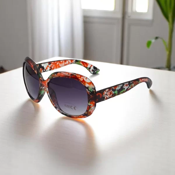 DASOON VISION ΓΥΑΛΙΑ ΗΛΙΟΥ RECTANGULAR STYLE ΜΕ ΣΧΕΔΙΟ FLORAL ΠΟΡΤΟΚΑΛΙ/ΠΡΑΣΙΝΟ