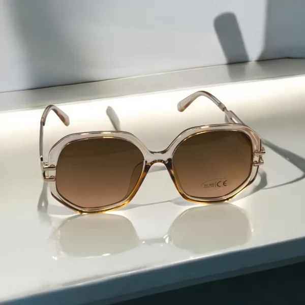 DASOON VISION ΓΥΑΛΙΑ ΗΛΙΟΥ ΣΤΥΛ RECTANGULAR ΜΠΕΖ ΜΕ ΚΑΦΕ ΦΑΚΟ