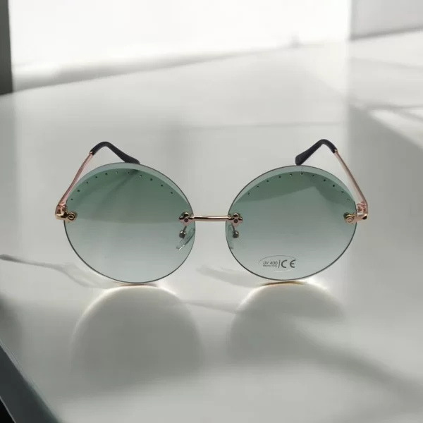 DASOON VISION ΓΥΑΛΙΑ ΗΛΙΟΥ ΣΤΥΛ CIRCULAR ΧΡΥΣΟ ΚΑΙ ΠΡΑΣΙΝΟ ΦΑΚΟ ΜΕ ΣΤΡΑΣ