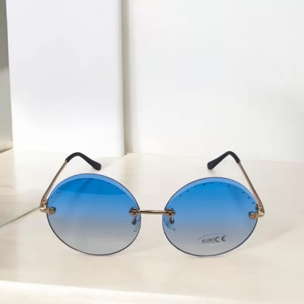 DASOON VISION ΓΥΑΛΙΑ ΗΛΙΟΥ ΣΤΥΛ CIRCULAR ΧΡΥΣΟ ΚΑΙ ΜΠΛΕ ΦΑΚΟ ΜΕ ΣΤΡΑΣ