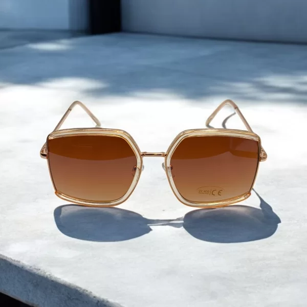 DASOON VISION ΓΥΑΛΙΑ ΗΛΙΟΥ ΣΤΥΛ RECTANGULAR ΜΠΕΖ ΚΑΙ ΚΑΦΕ ΦΑΚΟ