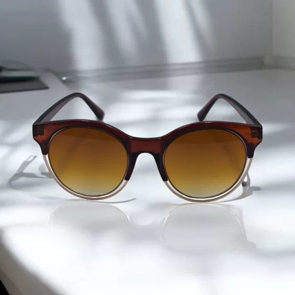 DASOON VISION ΓΥΑΛΙΑ ΗΛΙΟΥ ΣΤΥΛ CLUBMASTER ΚΑΦΕ ΜΕ ΧΡΥΣΗ ΛΕΠΤΟΜΕΡΕΙΑ ΚΑΙ ΚΑΦΕ ΦΑΚΟ