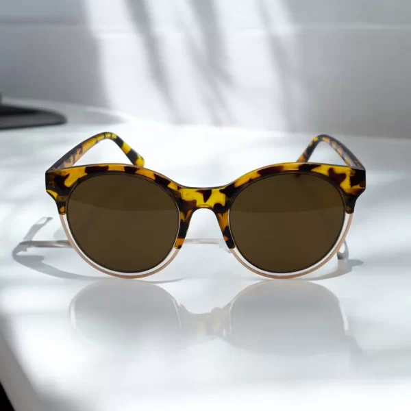 DASOON VISION ΓΥΑΛΙΑ ΗΛΙΟΥ ΣΤΥΛ CLUBMASTER ΚΑΦΕ ΤΙΓΡΕ ΜΕ ΧΡΥΣΗ ΛΕΠΤΟΜΕΡΕΙΑ ΚΑΙ ΚΑΦΕ ΦΑΚΟ