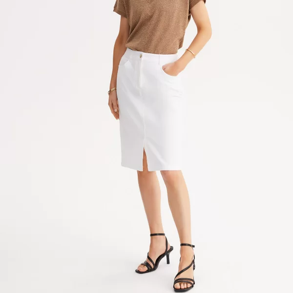 Anne Weyburn Ίσια φούστα από βαμβακερό στρετς ύφασμα