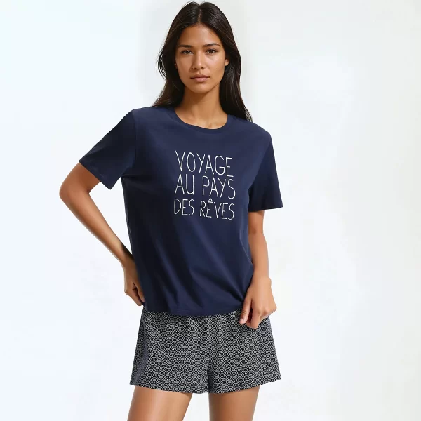 SO'HOME Πυτζάμα με σορτς από βαμβακερό ζέρσεϊ