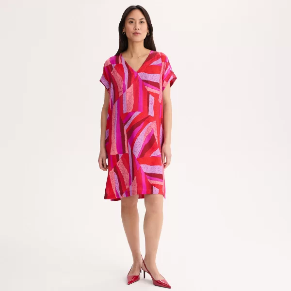 Anne Weyburn Κοντό φόρεμα με κοντά μανίκια από βισκόζη με μοτίβο