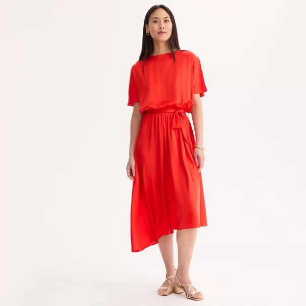 Anne Weyburn Φόρεμα μέχρι το γόνατο με κοντά μανίκια από σατέν