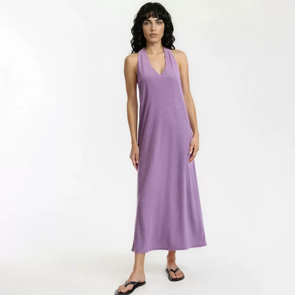 La Redoute Collections Μακρύ αμάνικο φόρεμα από λινό και βισκόζη