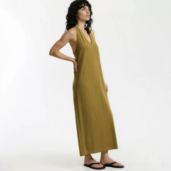 La Redoute Collections Μακρύ αμάνικο φόρεμα από λινό και βισκόζη