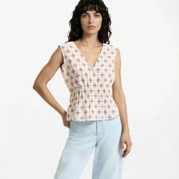 La Redoute Collections Αμάνικο τοπ με V λαιμόκοψη και σχέδιο