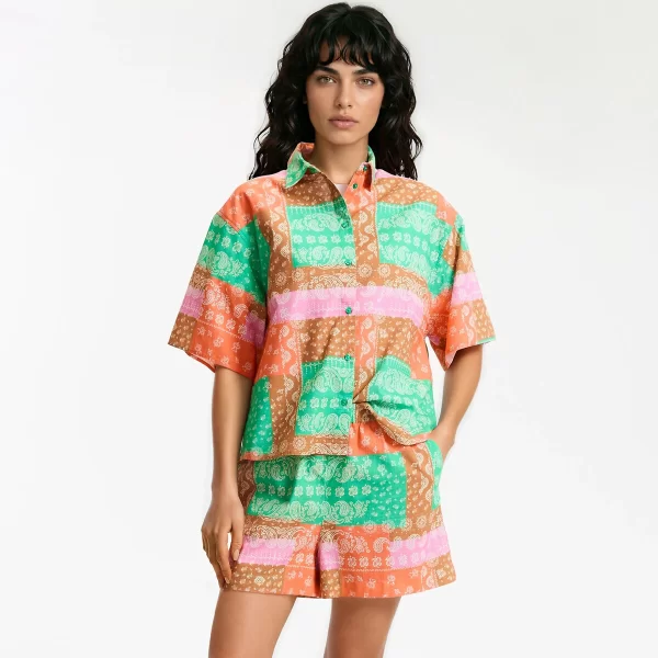 La Redoute Collections Πουκάμισο με κοντά μανίκια και σχέδιο με λαχούρια