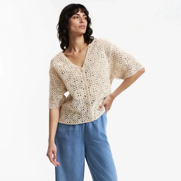 La Redoute Collections Πλεκτό γιλέκο με κοντά μανίκια