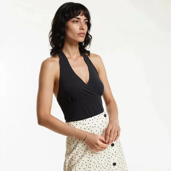 La Redoute Collections Αμάνικο τοπ με σταυρωτό ντεκολτέ και ζέρσεϊ ύφασμα