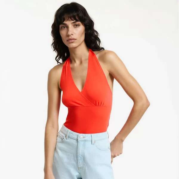 La Redoute Collections Αμάνικο τοπ με σταυρωτό ντεκολτέ και ζέρσεϊ ύφασμα