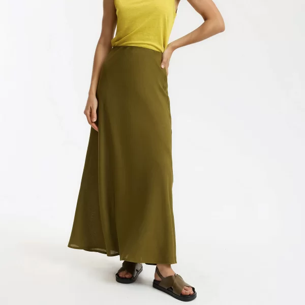 La Redoute Collections Μακριά φαρδιά φούστα από βισκόζη και λινό