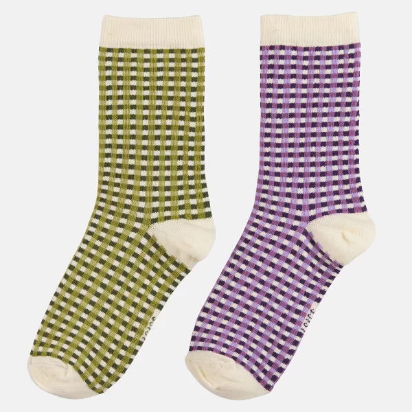 La Redoute Collections Σετ 2 ζευγάρια μεσαίες κάλτσες με καρό σχέδιο