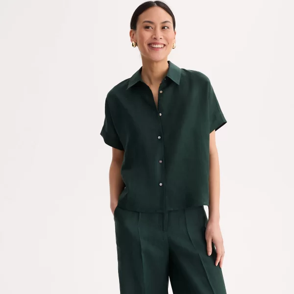 Anne Weyburn Πουκάμισο λινό με κοντά μανίκια