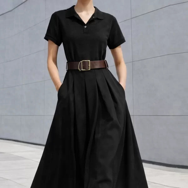 PerfectDress.gr casual maxi κοντομάνικο φόρεμα Doppio 2 μαύρο