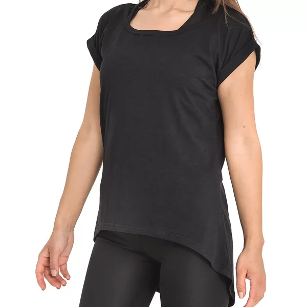 SIXTY DEGREES Γυναικείο κοντομάνικο ριχτό μπλουζάκι σε μαύρο χρώμα