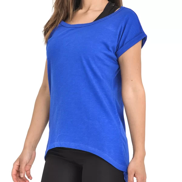 SIXTY DEGREES Γυναικείο κοντομάνικο ριχτό μπλουζάκι σε μπλε χρώμα