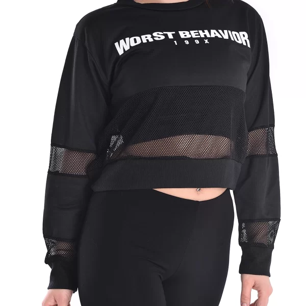 Vactive Αθλητικό cropped μπλουζάκι με δίχτυ σε μαύρο χρώμα