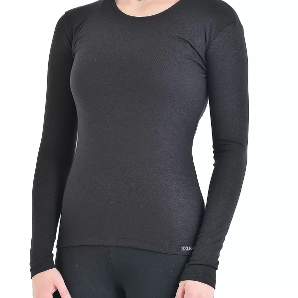DOREANSE Γυναικείο ισοθερμικό μπλουζάκι σε μαύρο χρώμα – Thermal fabric Underwear