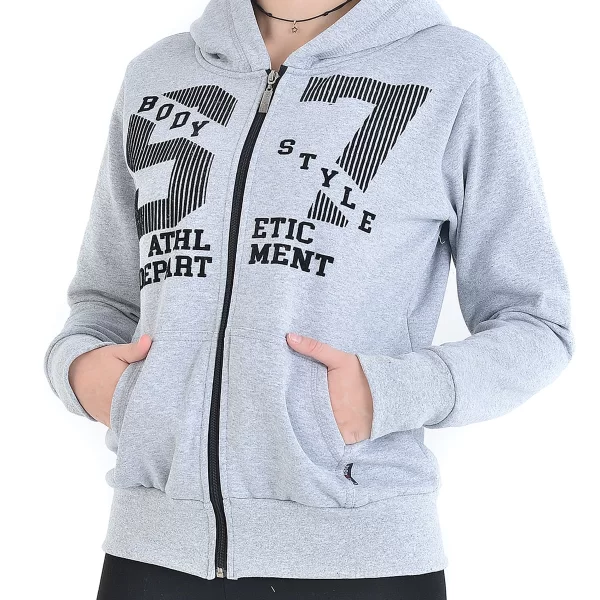 Body Style Γυναικεία ζακέτα φούτερ με κουκούλα σε γκρι χρώμα