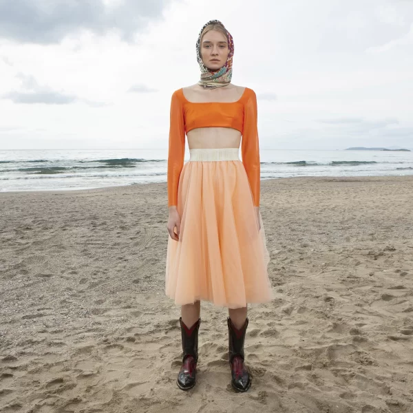 Joanna Misseli Τουλίνη Φούστα Μίντι Σομόν