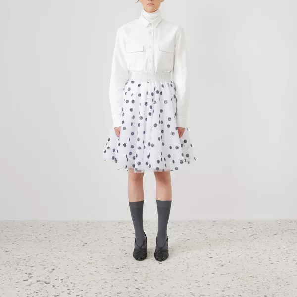 Τουλίνη Φούστα Λευκή Πουά Glitter Κοντή