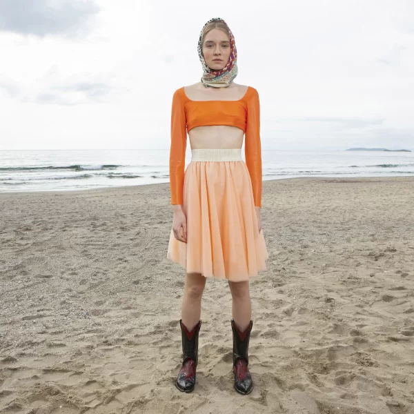 Τουλίνη Φούστα Κοντή Σομόν