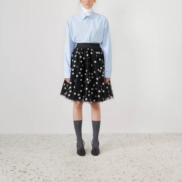 Joanna Misseli Τουλίνη Φούστα Μαύρη Πουά Glitter Κοντή