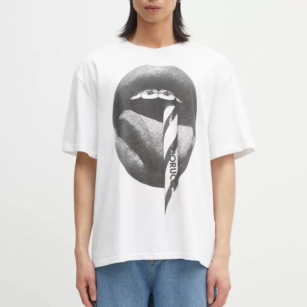 Fiorucci Βαμβακερό μπλουζάκι Fiorucci Mouth Print Boxy