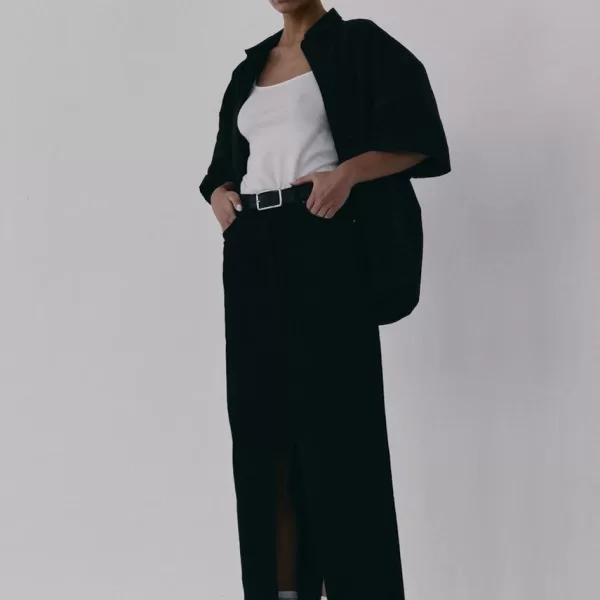 Muuv. Muuv. φούστα με σκίσιμο από βαμβάκι με ελαστάν NANTES