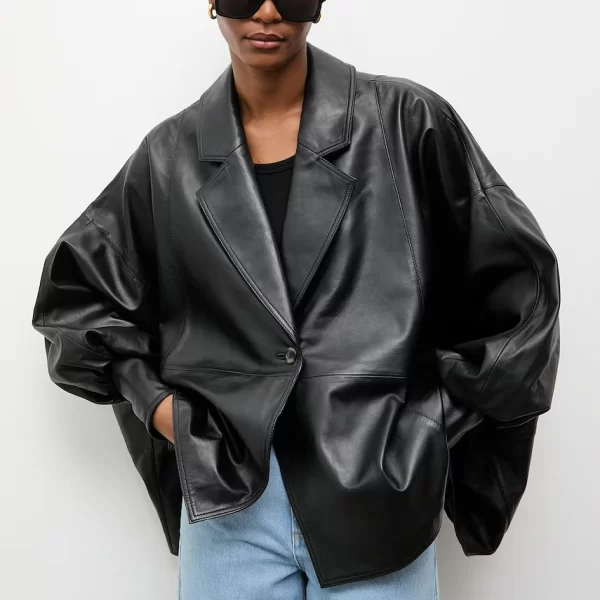 Answear Lab Δερμάτινο oversize μπουφάν Answear.LAB γυναικείο από τη συλλογή Unscripted